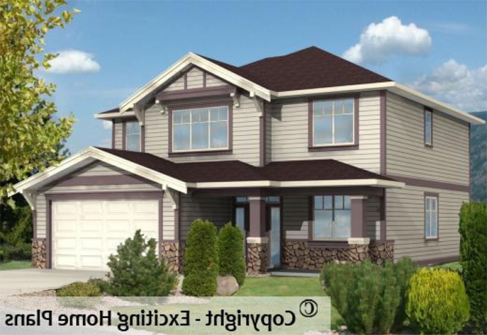 House Plan E1071-10 Exterior 3D View REVERSE