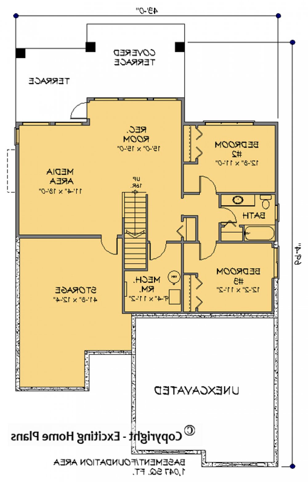 House Plan E1112-10 Lower Floor Plan REVERSE