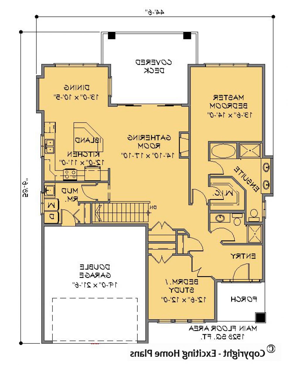 House Plan E1287-10 Main Floor Plan REVERSE