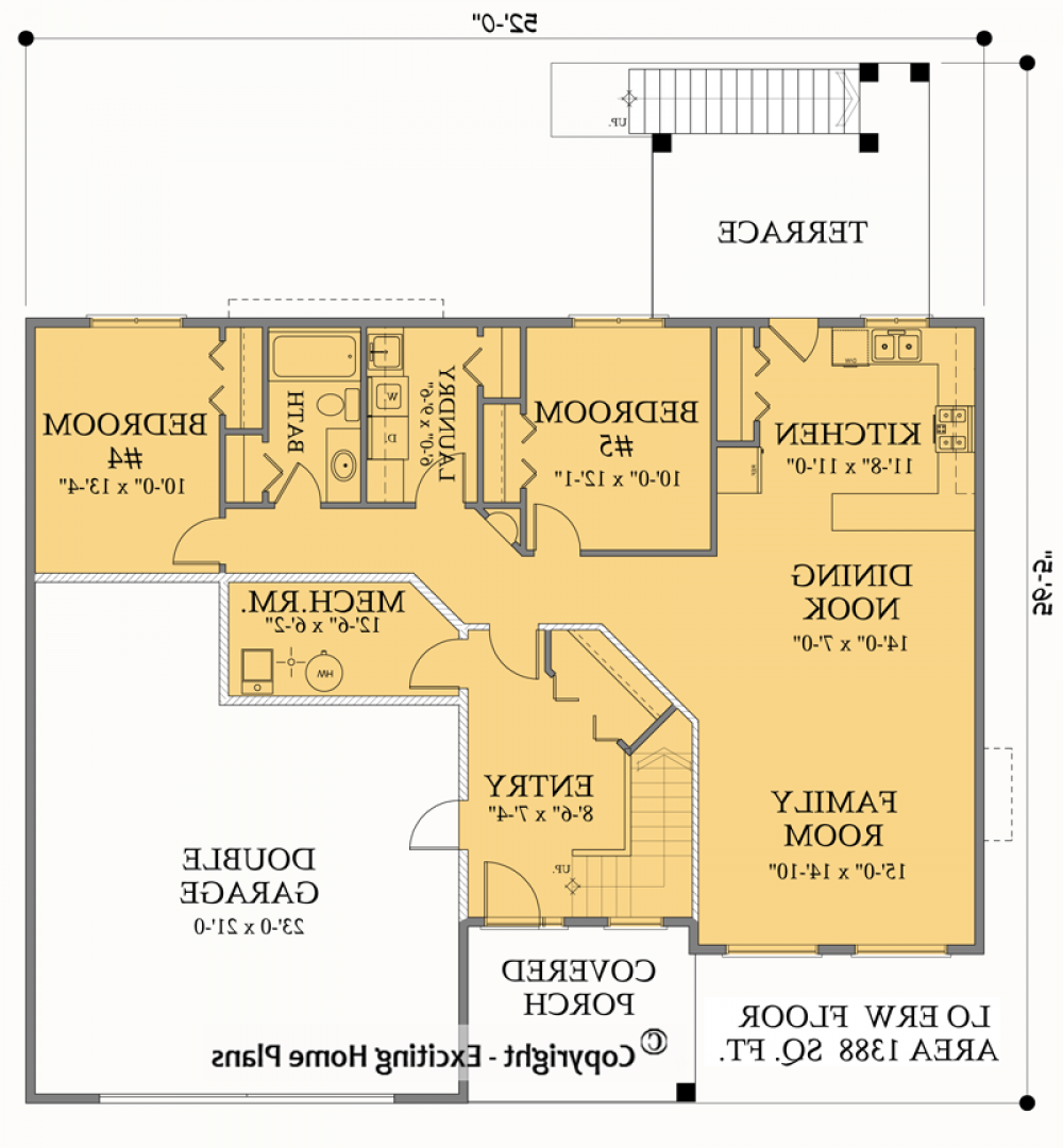 House Plan E1003-10M Lower Floor Plan REVERSE