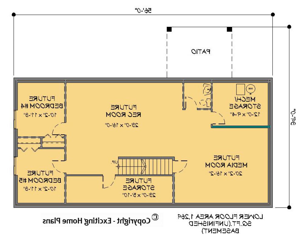 House Plan E1189-10 Lower Floor Plan REVERSE