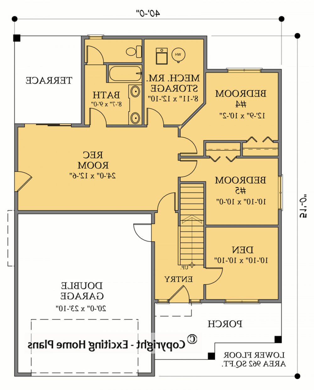 House Plan E1071-10 Lower Floor Plan REVERSE