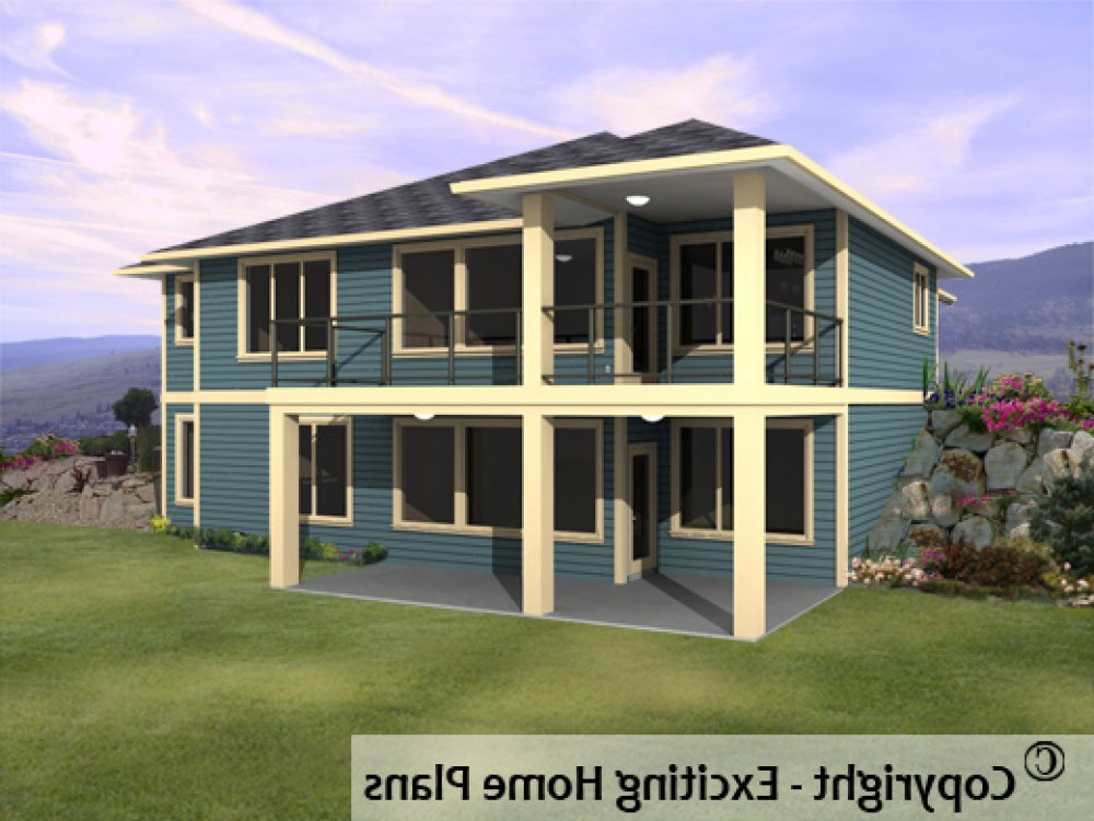 House Plan E1096-10 Rear 3D View REVERSE