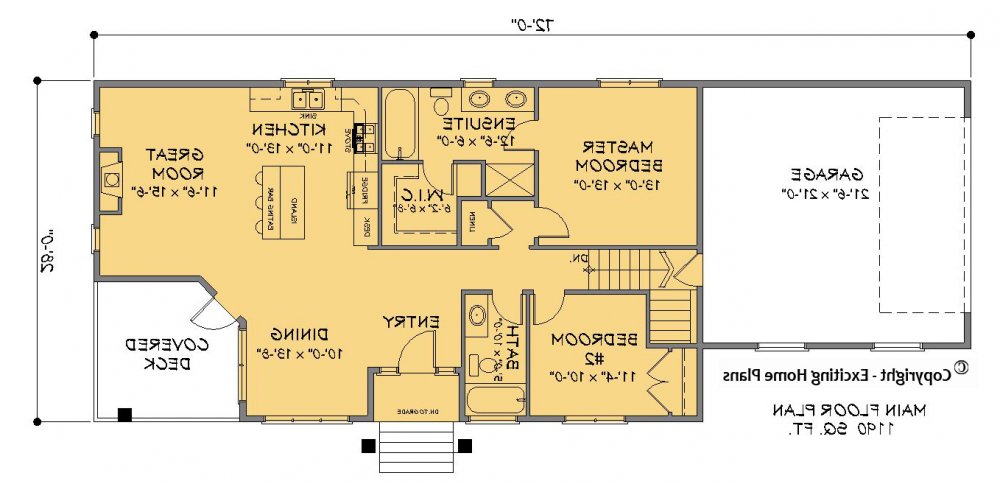 House Plan E1486-10  Main Floor Plan REVERSE