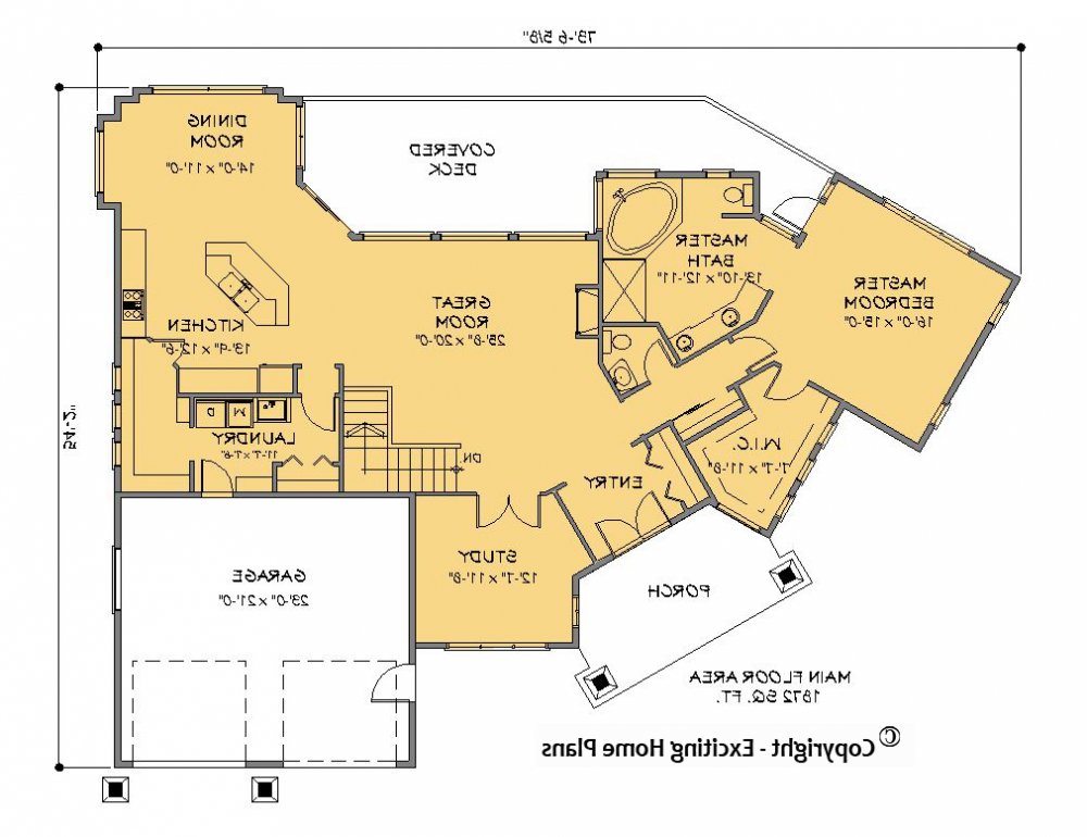 House Plan E1258-10 Main Floor Plan REVERSE