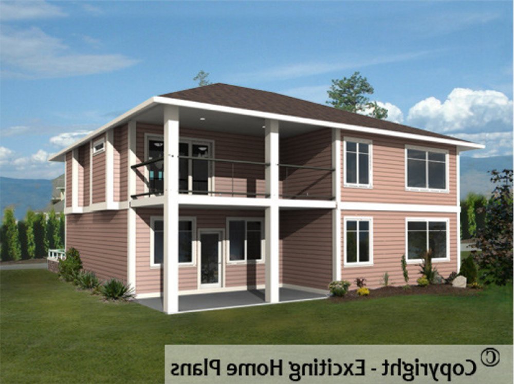 House Plan E1074-10 Rear 3D View REVERSE