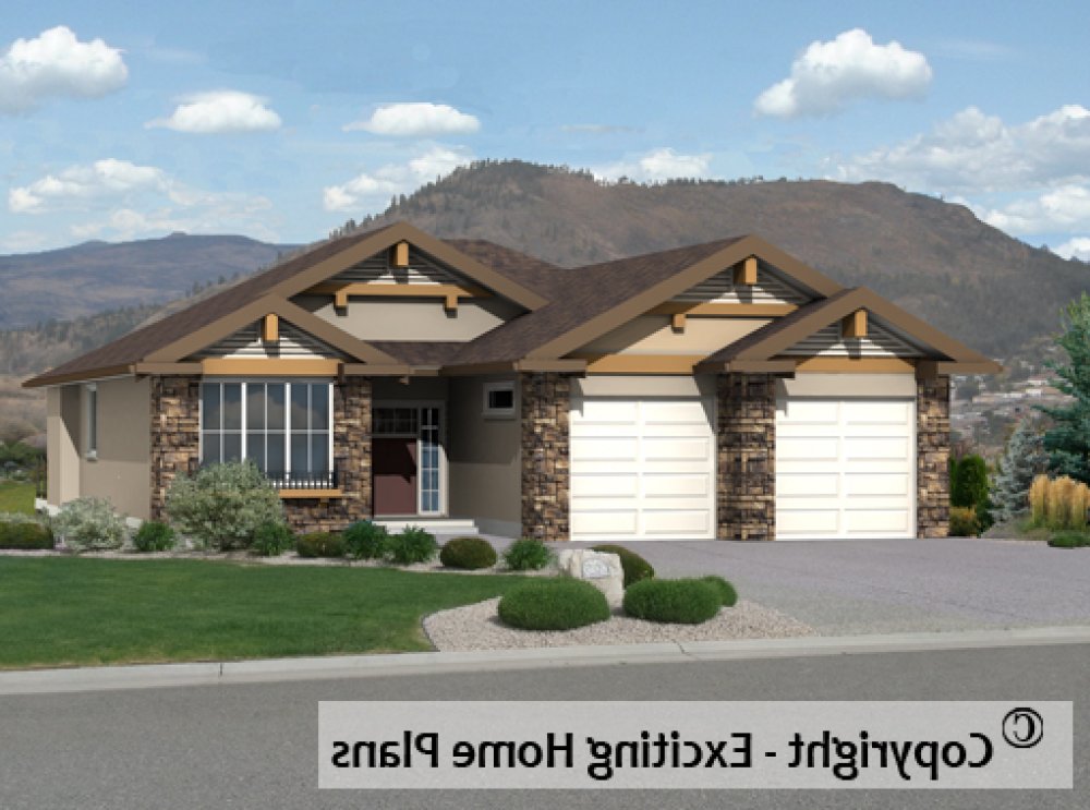 House Plan E1112-10 Front 3D View REVERSE