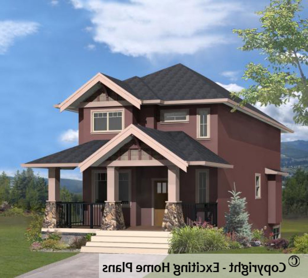 House Plan E1174-10 Exterior 3D View REVERSE