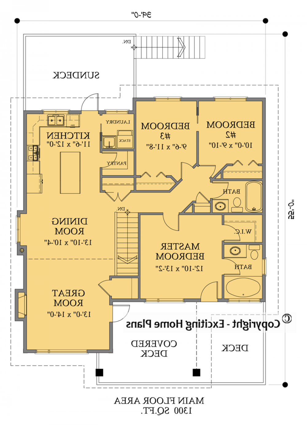 House Plan E1110-10M Main Floor Plan REVERSE