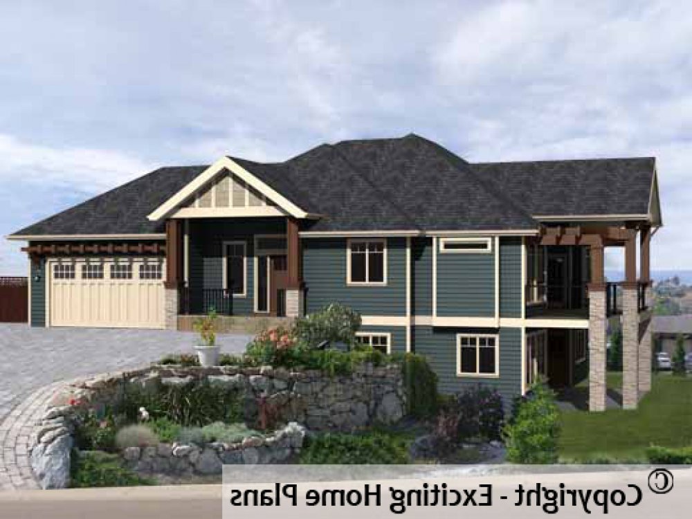 House Plan E1195-10 Exterior 3D View REVERSE