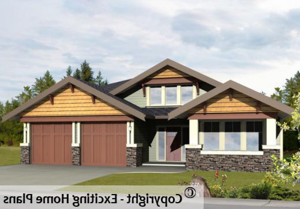 House Plan E1145-10 Exterior 3D View REVERSE