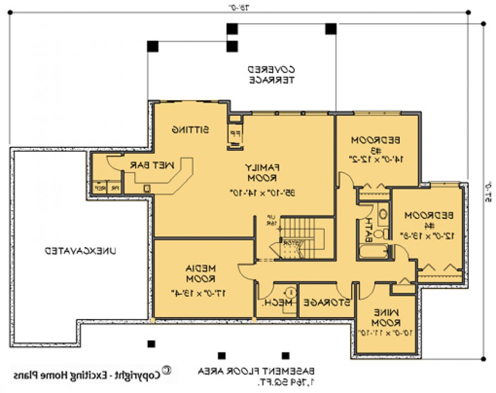 House Plan E1128-10 Lower Floor Plan REVERSE