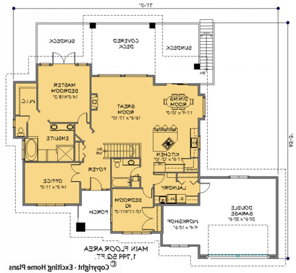 House Plan E1102-10 Main Floor Plan REVERSE