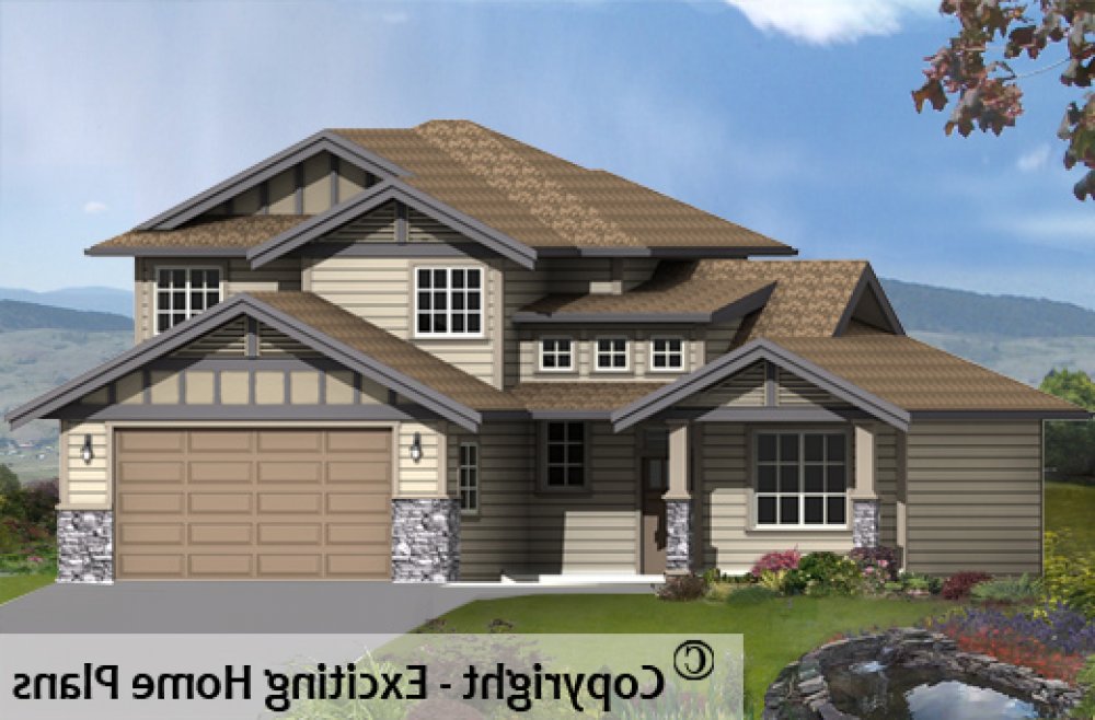 House Plan E1276-10 Exterior 3D View REVERSE